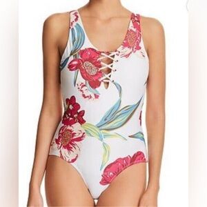 6 Shore Road Floral Lace-Up Swimsuit